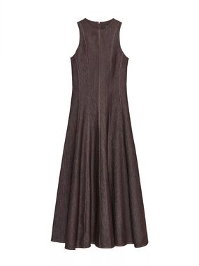 Zara contrast topstitch maxi dress